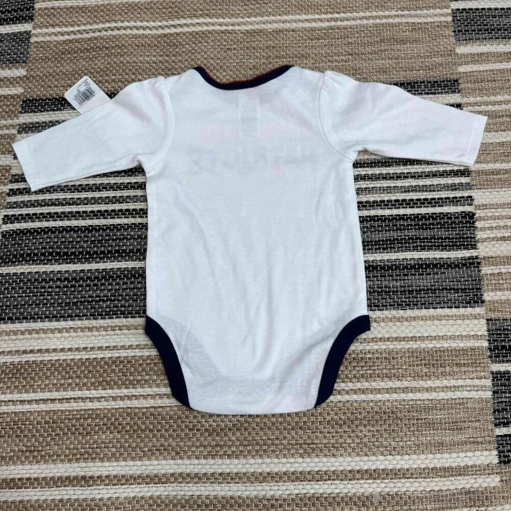 NFL Team Apparel Baby Bodysuit New England Patriots Long Sleeve White Size 3/6